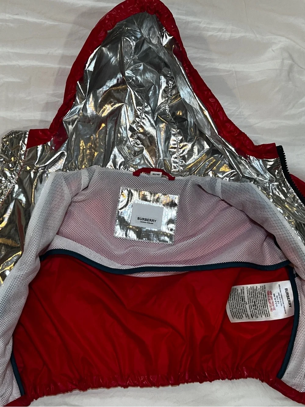 Kids Red Hooded Jacket with Metallic Lining